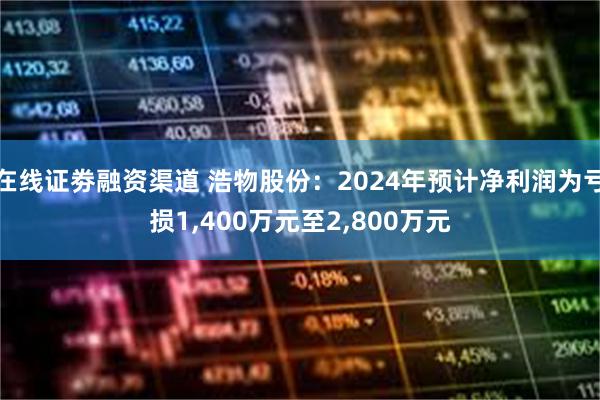 在线证劵融资渠道 浩物股份：2024年预计净利润为亏损1,400万元至2,800万元