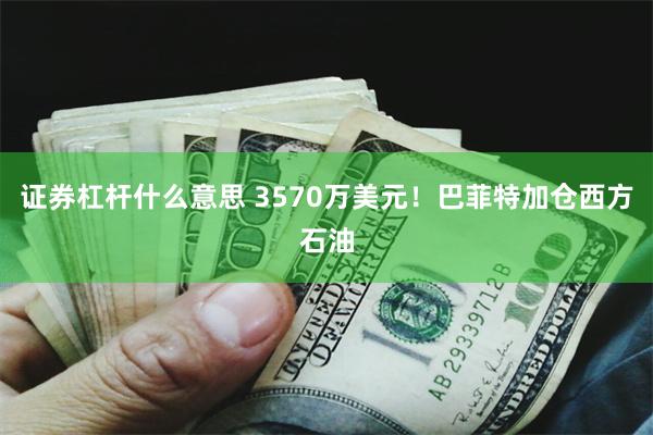 证券杠杆什么意思 3570万美元！巴菲特加仓西方石油