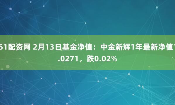 51配资网 2月13日基金净值：中金新辉1年最新净值1.0271，跌0.02%