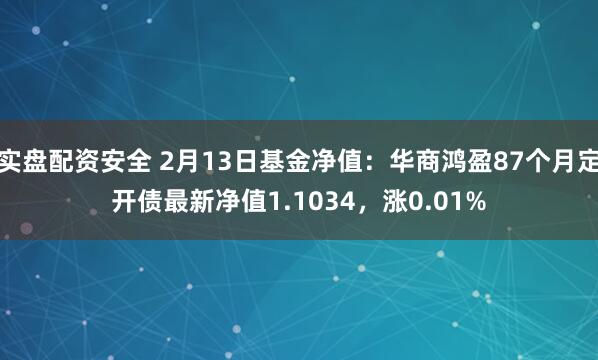 实盘配资安全 2月13日基金净值：华商鸿盈87个月定开债最新净值1.1034，涨0.01%