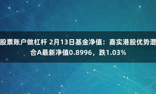 股票账户做杠杆 2月13日基金净值：嘉实港股优势混合A最新净值0.8996，跌1.03%