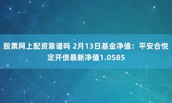 股票网上配资靠谱吗 2月13日基金净值：平安合悦定开债最新净值1.0585