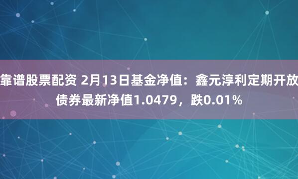 靠谱股票配资 2月13日基金净值：鑫元淳利定期开放债券最新净值1.0479，跌0.01%