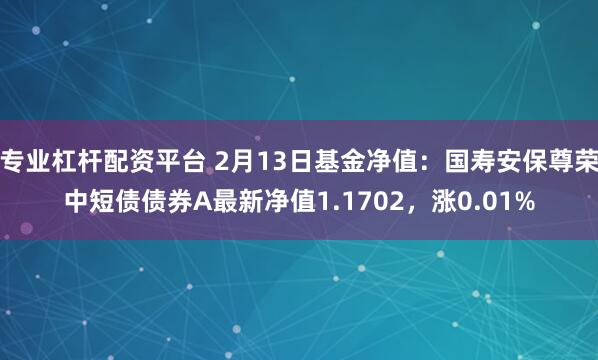 专业杠杆配资平台 2月13日基金净值：国寿安保尊荣中短债债券A最新净值1.1702，涨0.01%