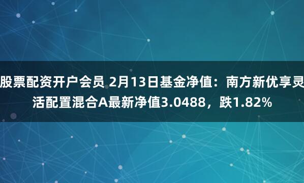 股票配资开户会员 2月13日基金净值：南方新优享灵活配置混合A最新净值3.0488，跌1.82%