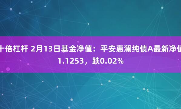 十倍杠杆 2月13日基金净值：平安惠澜纯债A最新净值1.1253，跌0.02%