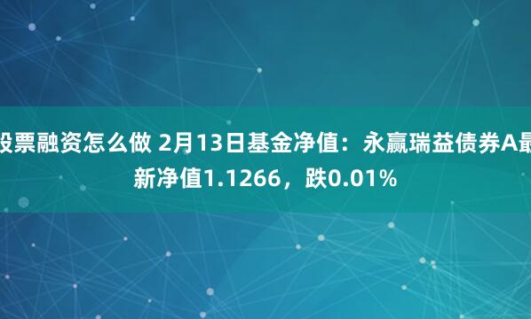 股票融资怎么做 2月13日基金净值：永赢瑞益债券A最新净值1.1266，跌0.01%