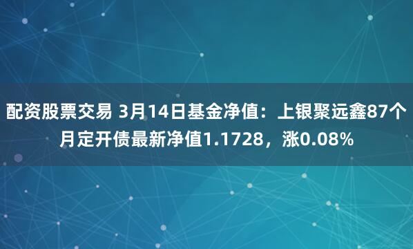 配资股票交易 3月14日基金净值：上银聚远鑫87个月定开债最新净值1.1728，涨0.08%